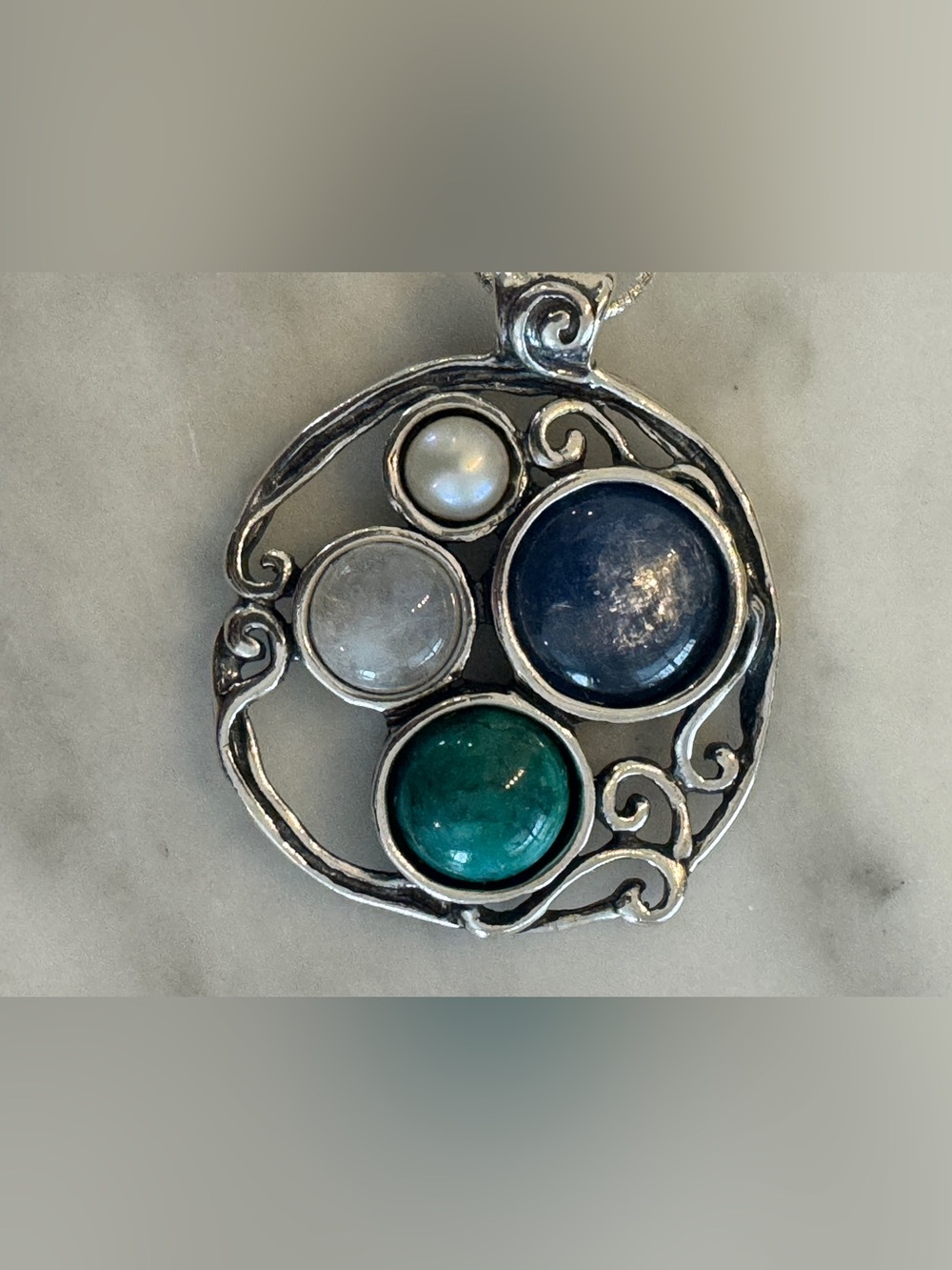 Paz Creations Multi-Stone Sterling Silver Pendant Necklace